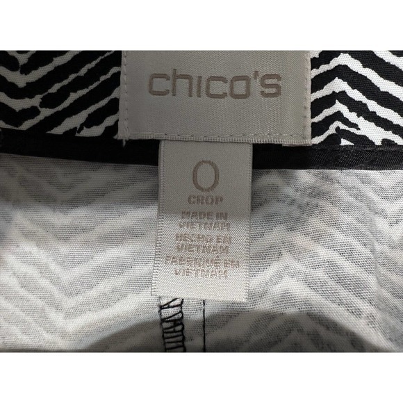 Chico's Women's So Slimming Side Zip Black And White Size 0 Crop Super Comfy - Picture 3 of 14